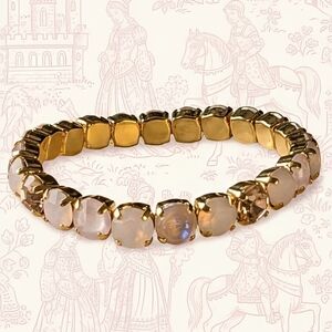 Swarovski Element Pink Blush Powder   Crystal Stretch Bracelet in Yellow Gold